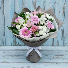 Букет цветов из:  Герберы, Альстромерии и Хризантемы #REPLACE_PRED# Мильково Камчатского края