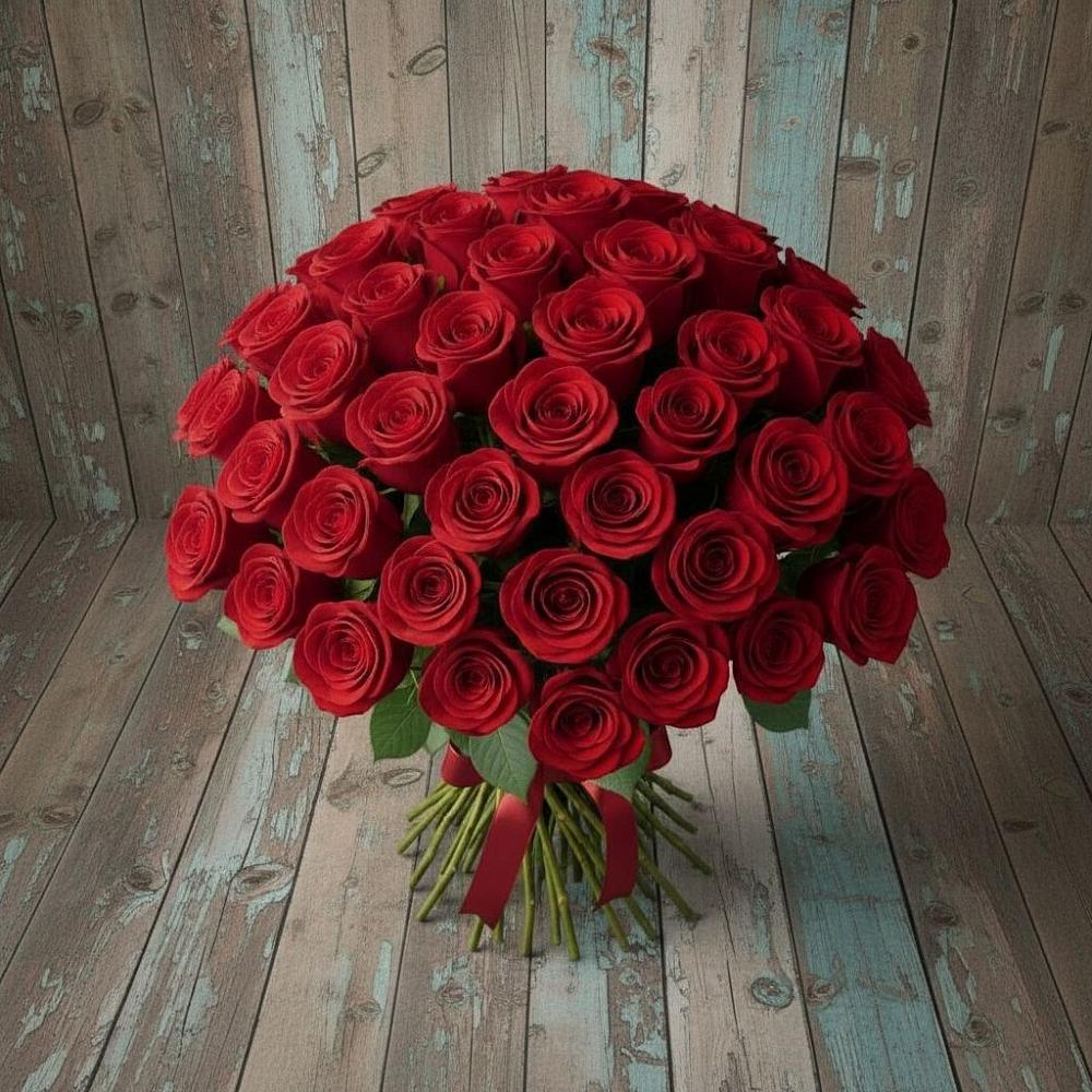 Букет 55 Красных роз Фридом в Мильково Камчатского края
