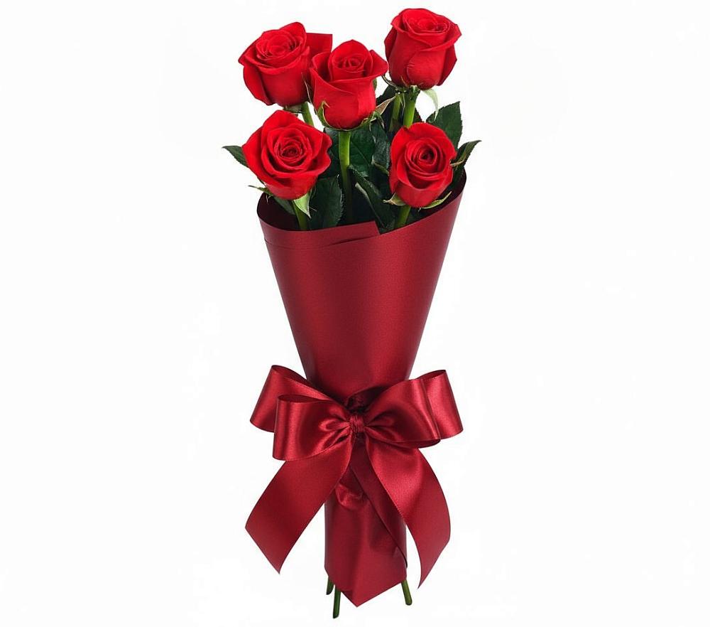 Букет 5 Красных роз Эдлесс Лав в Мильково Камчатского края