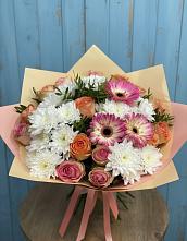 Букет цветов из:  Розы, Герберы и Хризантемы #REPLACE_PRED# Мильково Камчатского края