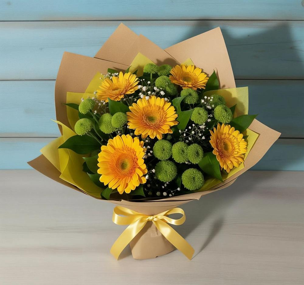 Букет цветов из: Герберы и Хризантемы в Мильково Камчатского края