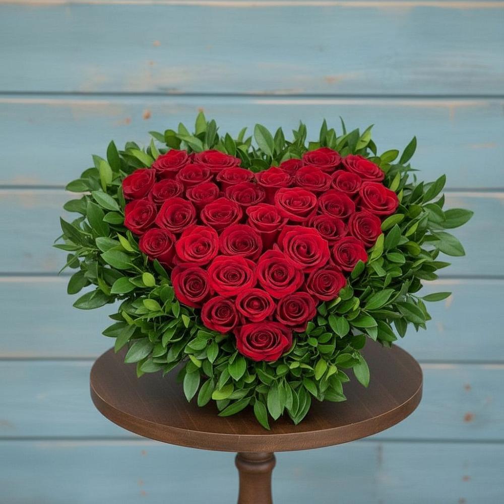 Цветочная композиция из Розы в виде сердца в Мильково Камчатского края