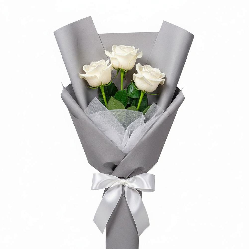 Букет 3 белые розы в Мильково Камчатского края