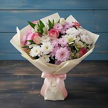 Букет цветов из:  Хризантемы, Альстромерии и Розы в Мильково Камчатского края