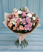 Букет цветов из:  Хризантемы, Розы и Альстромерии в Мильково Камчатского края